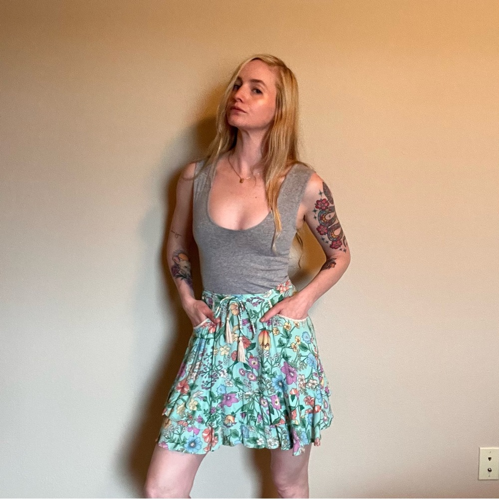 Spell Byron Front-Tie Floral Skirt w/ Pockets - Picture 2 of 4